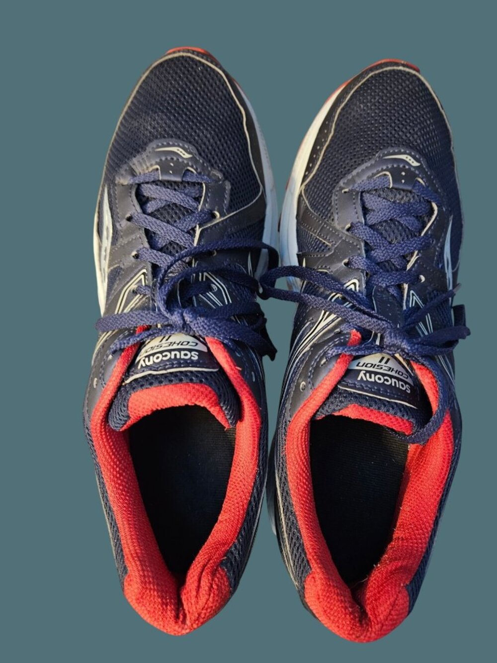 Saucony Cohesion II Navy & Red Running Sneakers Men Size 11 - Picture 5 of 12